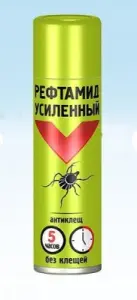 Средство от комаров, клещей Рефтамид Антиклещ Усиленный 150мл (желтый) (24)